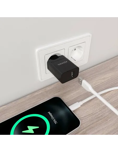 AISENS Cargador USB 10W alta eficiencia, 5V 2A, Negro