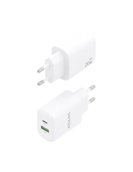 AISENS Cargador GaN 20W, 1xUSB-C PD3.0, 1xUSB-A QC3.0, Blanco AISENS Cargador GaN 20W, 1xUSB-C PD3.0, 1xUSB-A QC3.0, Blanco