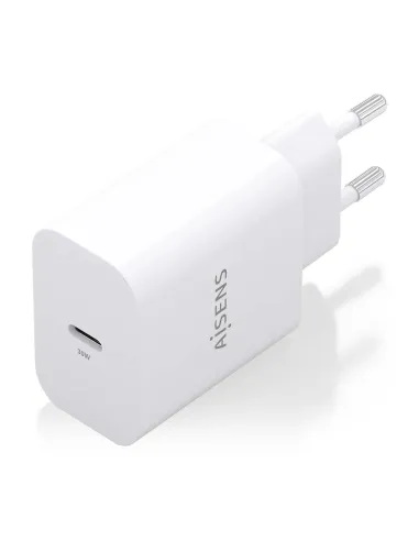 AISENS Cargador GaN 30W, 1xUSB-C PD3.0, Blanco