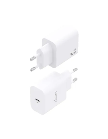 AISENS Cargador GaN 30W, 1xUSB-C PD3.0, Blanco