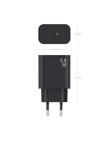 AISENS Cargador GaN 30W, 1xUSB-C PD3.0, Negro