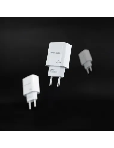Nanocable Cargador USB-C PD + USB-A QC 20W, Blanco