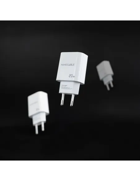 Nanocable Cargador USB-C PD + USB-A QC 20W, Blanco Nanocable Cargador USB-C PD + USB-A QC 20W, Blanco