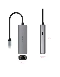Nanocable Adaptador USB-C 3.1 a RJ45, con PD 100W, USB-C M, Aluminio, Color Gris, 18 cm 2
