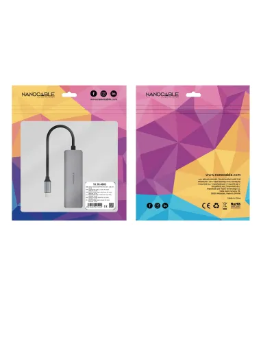 Nanocable Adaptador USB-C 3.1 a RJ45, con PD 100W, USB-C M, Aluminio, Color Gris, 18 cm