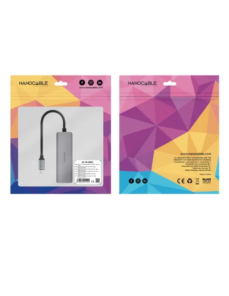 Nanocable Adaptador USB-C 3.1 a RJ45, con PD 100W, USB-C M, Aluminio, Color Gris, 18 cm