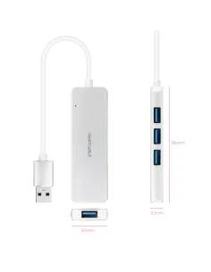 Nanocable Hub USB-A 3.0. a 4xUSB3.0, USB-A M-USB 3.0 H, Aluminio, Color Plata, 18 cm 2