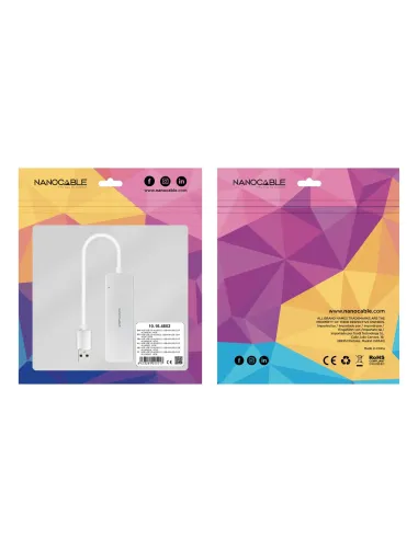Nanocable Hub USB-A 3.0. a 4xUSB3.0, USB-A M-USB 3.0 H, Aluminio, Color Plata, 18 cm