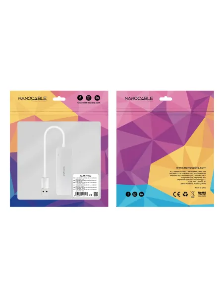 Nanocable Hub USB-A 3.0. a 4xUSB3.0, USB-A M-USB 3.0 H, Aluminio, Color Plata, 18 cm Nanocable Hub USB-A 3.0. a 4xUSB3.0, USB-A M-USB 3.0 H, Aluminio, Color Plata, 18 cm