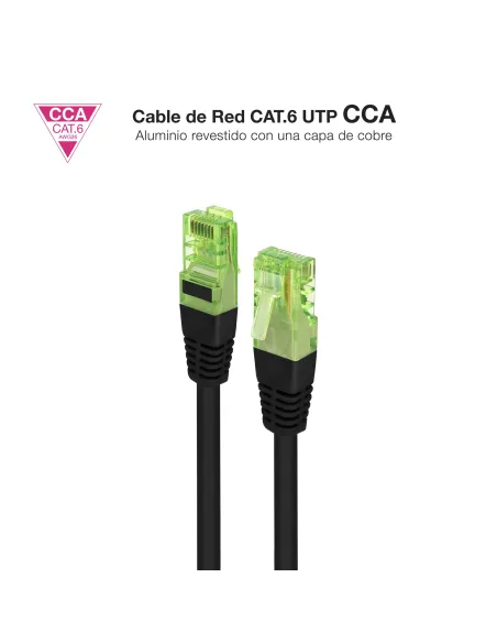 Nanocable Cable de Red Latiguillo RJ45 CAT.6 UTP AWG26 CCA, Negro, 2 m