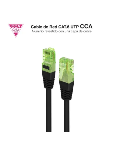 Nanocable Cable de Red Latiguillo RJ45 CAT.6 UTP AWG26 CCA, Negro, 20 m
