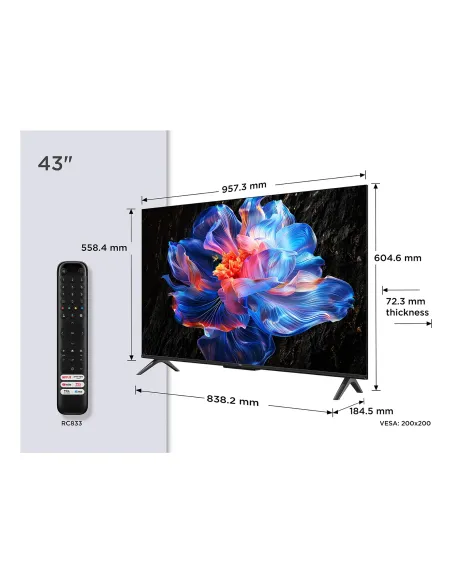 TCL P6K 43P6K Televisor 109,2 cm (43") 4K Ultra HD Smart TV Wifi Metálico