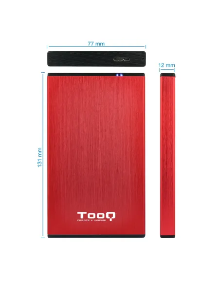 TooQ TQE-2527R caja para disco duro externo Caja de disco duro (HDD) Negro, Rojo 2.5"