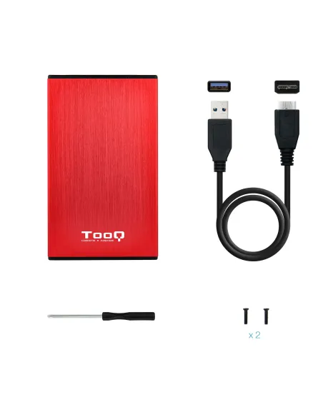 TooQ TQE-2527R caja para disco duro externo Caja de disco duro (HDD) Negro, Rojo 2.5"