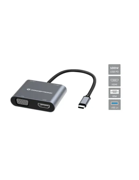 Conceptronic DONN16G Alámbrico USB 3.2 Gen 1 (3.1 Gen 1) Type-C Gris
