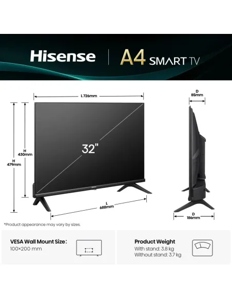 Hisense 32A4Q 81,3 cm (32") HD Smart TV Wifi Negro