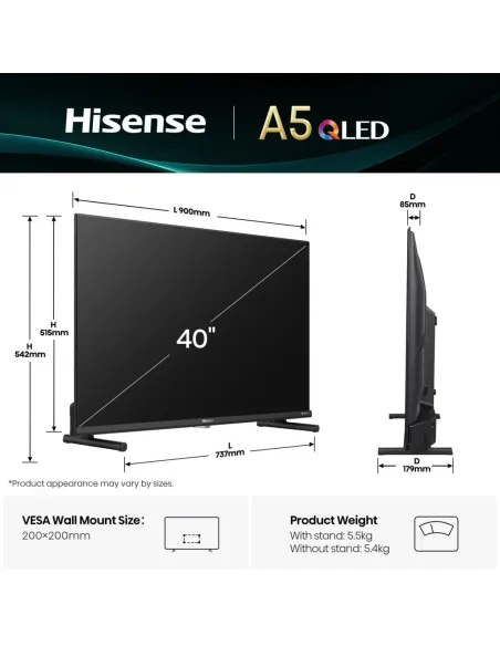 Hisense 40A5Q 101,6 cm (40") Full HD Smart TV Wifi Negro