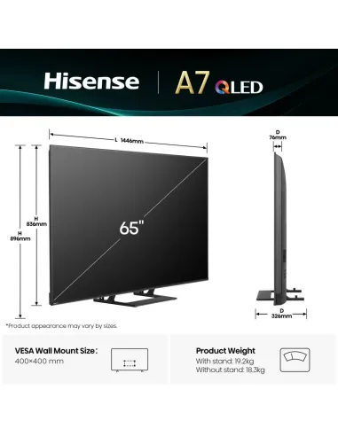 Hisense A7Q 65A7Q 165,1 cm (65") 4K Ultra HD Smart TV Wifi Negro 400 cd   m²