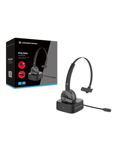 Conceptronic POLONA03BDA auricular y casco Auriculares Inalámbrico Diadema Oficina Centro de llamadas Bluetooth Base de carga