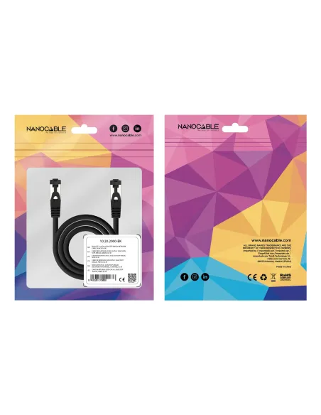 Nanocable Cable de Red Latiguillo Cat.8.1 2GHz LSZH SSTP AWG26, Negro, 0.5 m