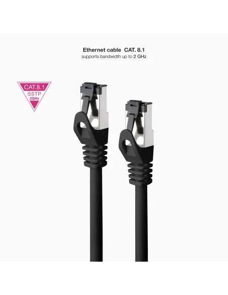 Nanocable Cable de Red Latiguillo Cat.8.1 2GHz LSZH SSTP AWG26, Negro, 25 cm