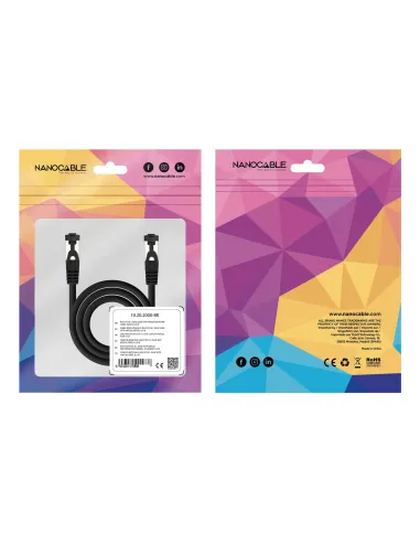 Nanocable Cable de Red Latiguillo Cat.8.1 2GHz LSZH SSTP AWG26, Negro, 25 cm