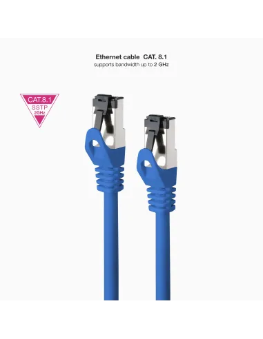 Nanocable Cable de Red Latiguillo Cat.8.1 2GHz LSZH SSTP AWG26, Azul, 25 cm