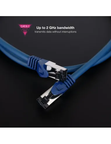 Nanocable Cable de Red Latiguillo Cat.8.1 2GHz LSZH SSTP AWG26, Azul, 25 cm