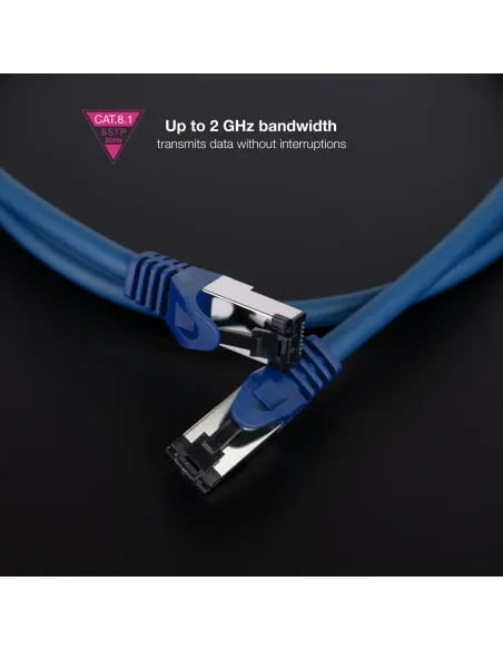 Nanocable Cable de Red Latiguillo Cat.8.1 2GHz LSZH SSTP AWG26, Azul, 25 cm