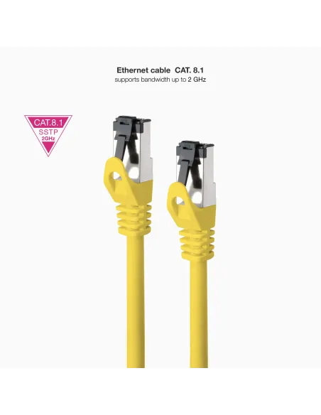Nanocable Cable de Red Latiguillo Cat.8.1 2GHz LSZH SSTP AWG26, Amarillo, 25 cm
