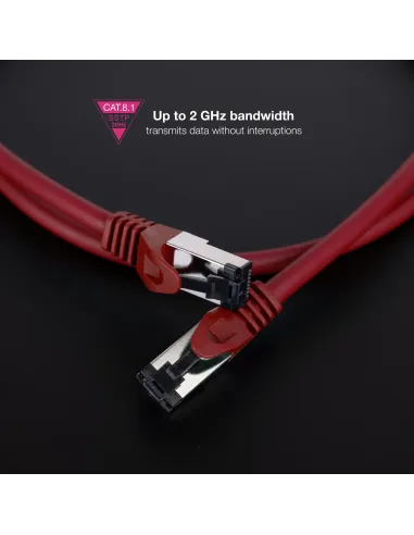 Nanocable Cable de Red Latiguillo Cat.8.1 2GHz LSZH SSTP AWG26, Rojo, 30 cm