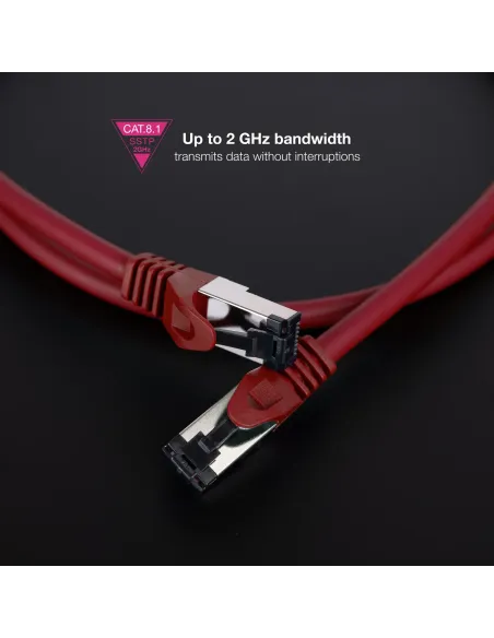 Nanocable Cable de Red Latiguillo Cat.8.1 2GHz LSZH SSTP AWG26, Rojo, 30 cm