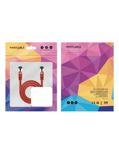 Nanocable Cable de Red Latiguillo Cat.8.1 2GHz LSZH SSTP AWG26, Rojo, 30 cm
