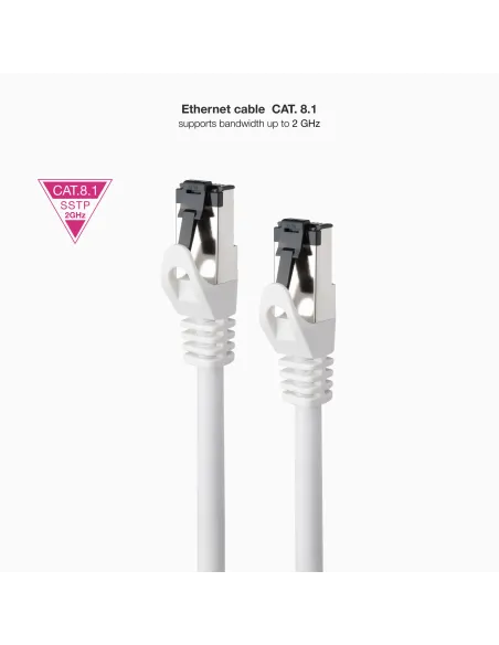 Nanocable Cable de Red Latiguillo Cat.8.1 2GHz LSZH SSTP AWG26, Blanco, 30 cm
