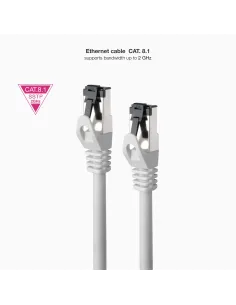 Nanocable Cable de Red Latiguillo Cat.8.1 2GHz LSZH SSTP AWG26, Gris, 1 m 2