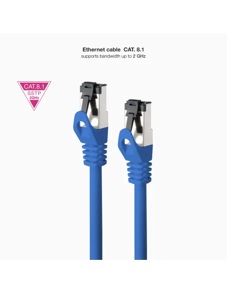 Nanocable Cable de Red Latiguillo Cat.8.1 2GHz LSZH SSTP AWG26, Azul, 1 m