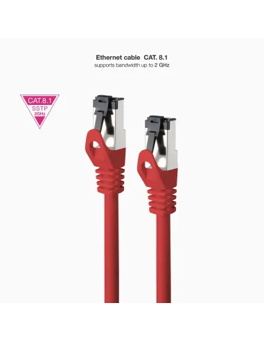 Nanocable Cable de Red Latiguillo Cat.8.1 2GHz LSZH SSTP AWG26, Rojo, 1 m