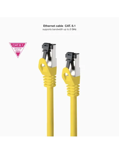 Nanocable Cable de Red Latiguillo Cat.8.1 2GHz LSZH SSTP AWG26, Amarillo, 1 m