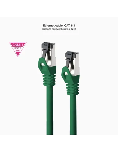 Nanocable Cable de Red Latiguillo Cat.8.1 2GHz LSZH SSTP AWG26, Verde, 2 m