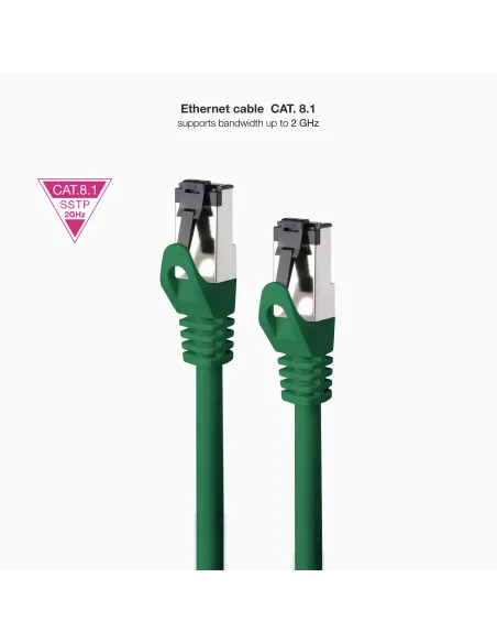 Nanocable Cable de Red Latiguillo Cat.8.1 2GHz LSZH SSTP AWG26, Verde, 2 m