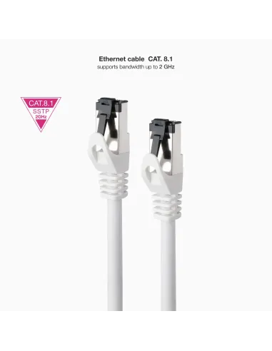 Nanocable Cable de Red Latiguillo Cat.8.1 2GHz LSZH SSTP AWG26, Blanco, 2 m
