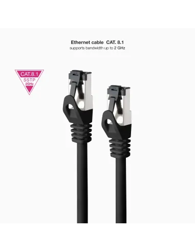 Nanocable Cable de Red Latiguillo Cat.8.1 2GHz LSZH SSTP AWG26, Negro, 3 m