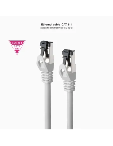 Nanocable Cable de Red Latiguillo Cat.8.1 2GHz LSZH SSTP AWG26, Gris, 10 m