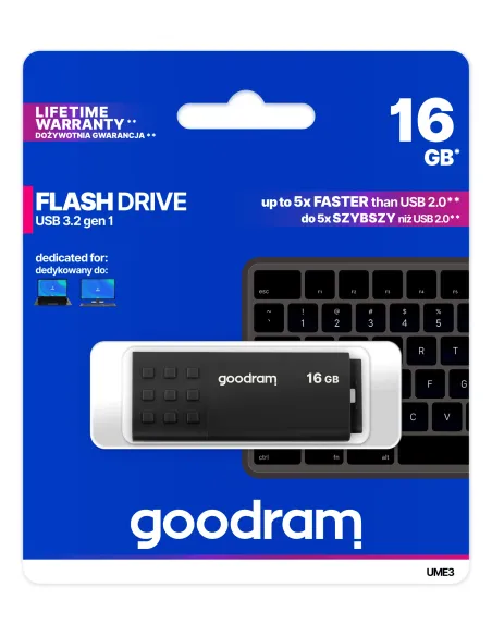 Goodram UME3 unidad flash USB 16 GB USB tipo A 3.2 Gen 1 (3.1 Gen 1) Negro