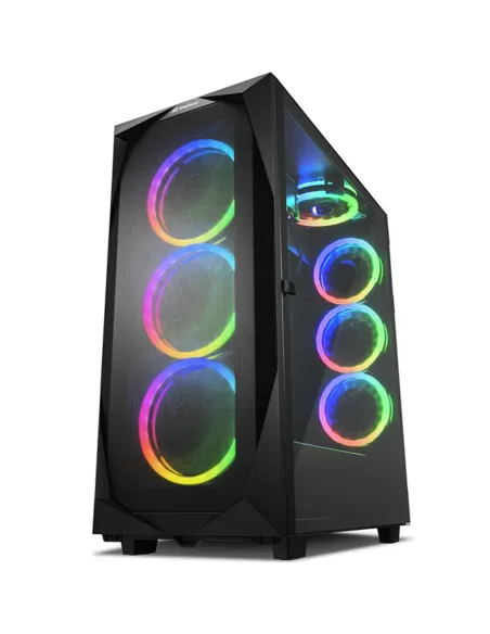 Caja atx sharkoon rev300 2xusb3.0 rgb sin fuente negro