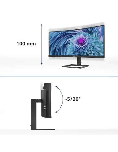 Philips E Line 346E2CUAE 00 pantalla para PC 86,4 cm (34") 3440 x 1440 Pixeles Wide Quad HD+ LCD Negro