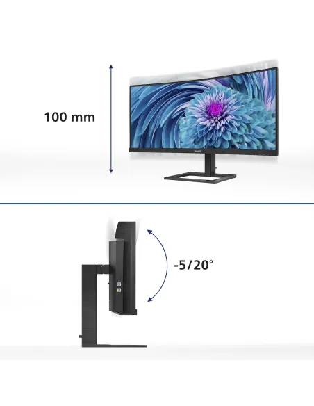 Philips E Line 346E2CUAE 00 pantalla para PC 86,4 cm (34") 3440 x 1440 Pixeles Wide Quad HD+ LCD Negro