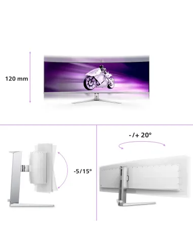 Philips Evnia 8000 49M2C8900L 00 pantalla para PC 124,2 cm (48.9") 5120 x 1440 Pixeles Dual QHD QD-OLED Blanco