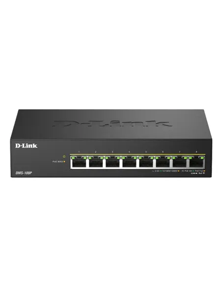D-Link DMS-108P E switch No administrado 2.5G Ethernet (100 1000 2500) Energía sobre Ethernet (PoE) Negro