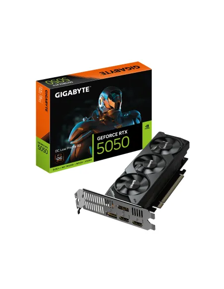 GIGABYTE GeForce RTX 5050 OC Low Profile 8G Tarjeta Gráfica - 8GB GDDR6, 128bit, PCI-E 5.0, 2587MHz Frecuencia del núcleo, 2 x